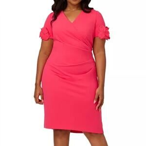 Adrianna Papell Plus Size Floral Appliqué Sheath Dress Petunia Women’s Sz 16